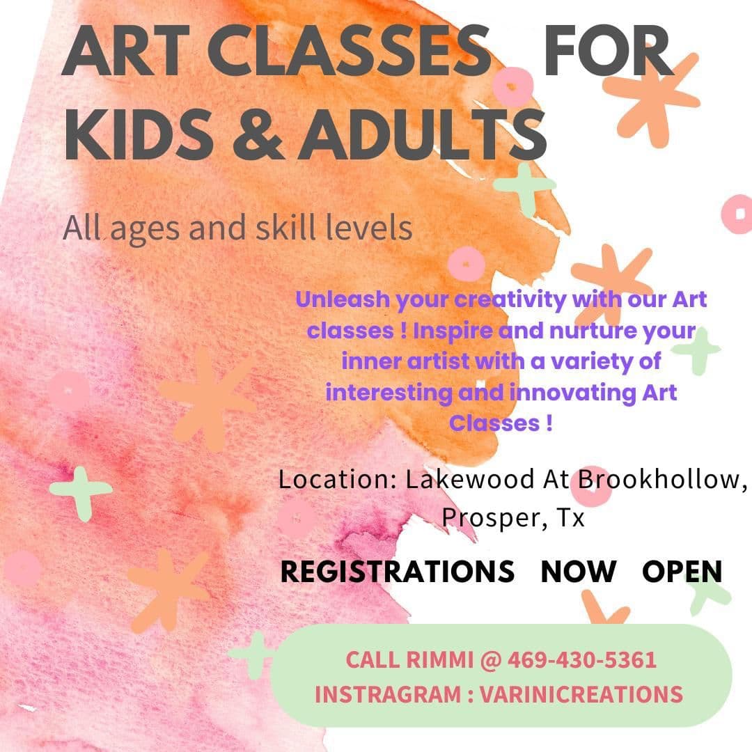 VariniCreations offers art classes for both children and adults of all skill levels in Prosper, TX. Registrations are now open to inspire and nurture creativity through a variety of art classes.